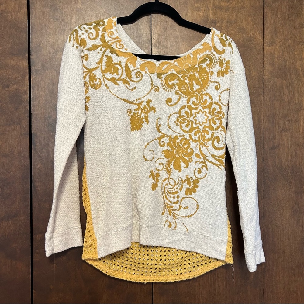 Beautiful Mustard & Cream Detailed Blouse